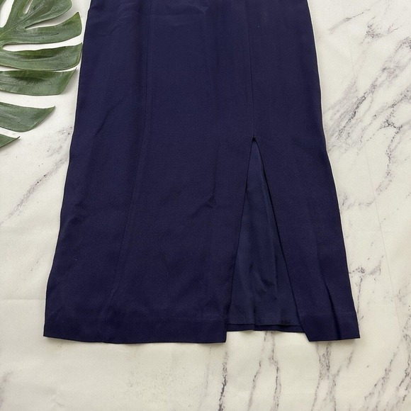 CDC Womens Vintage 90s Sheath Maxi Dress Gown Size 8 P Dark Purple Front Slit - Picture 4 of 10